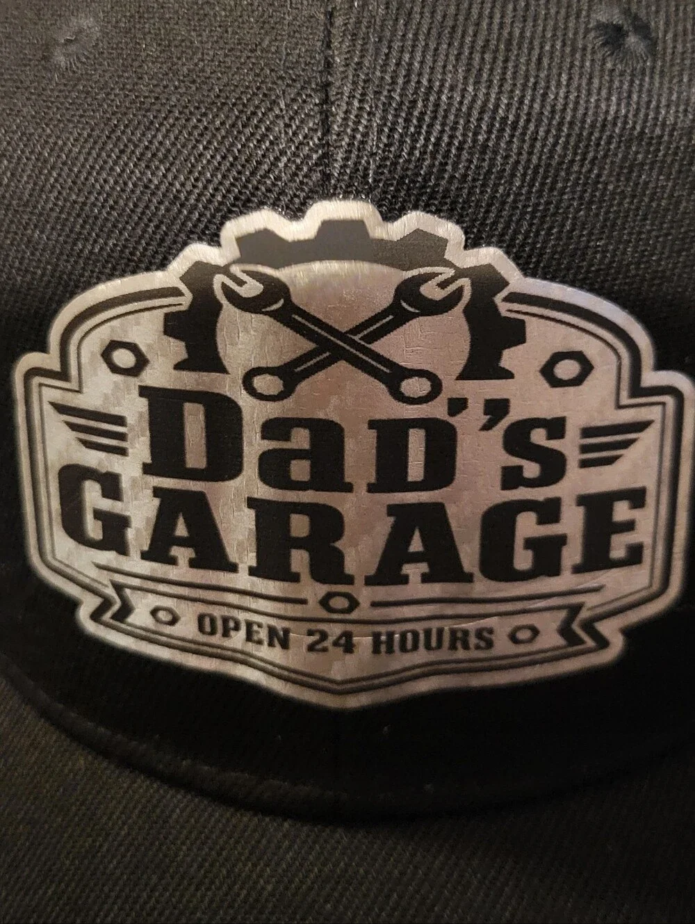 NEW Dads Garage Black Hat W/ Custom Carbon Fiber Patch Adjustable 6 Panel